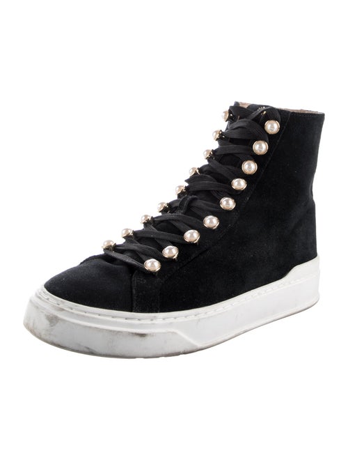 Stuart Weitzman Suede Beaded Accents Sneakers