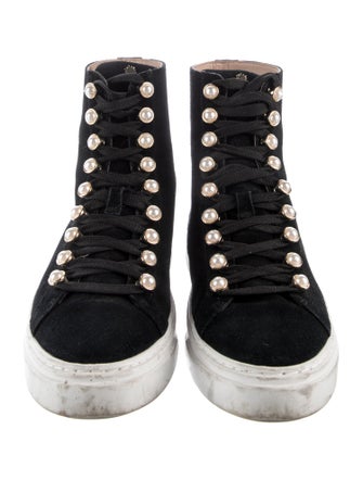 Stuart Weitzman Suede Beaded Accents Sneakers