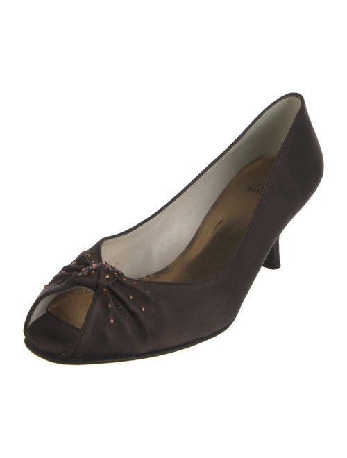 Stuart Weitzman Satin Floral Print Pumps