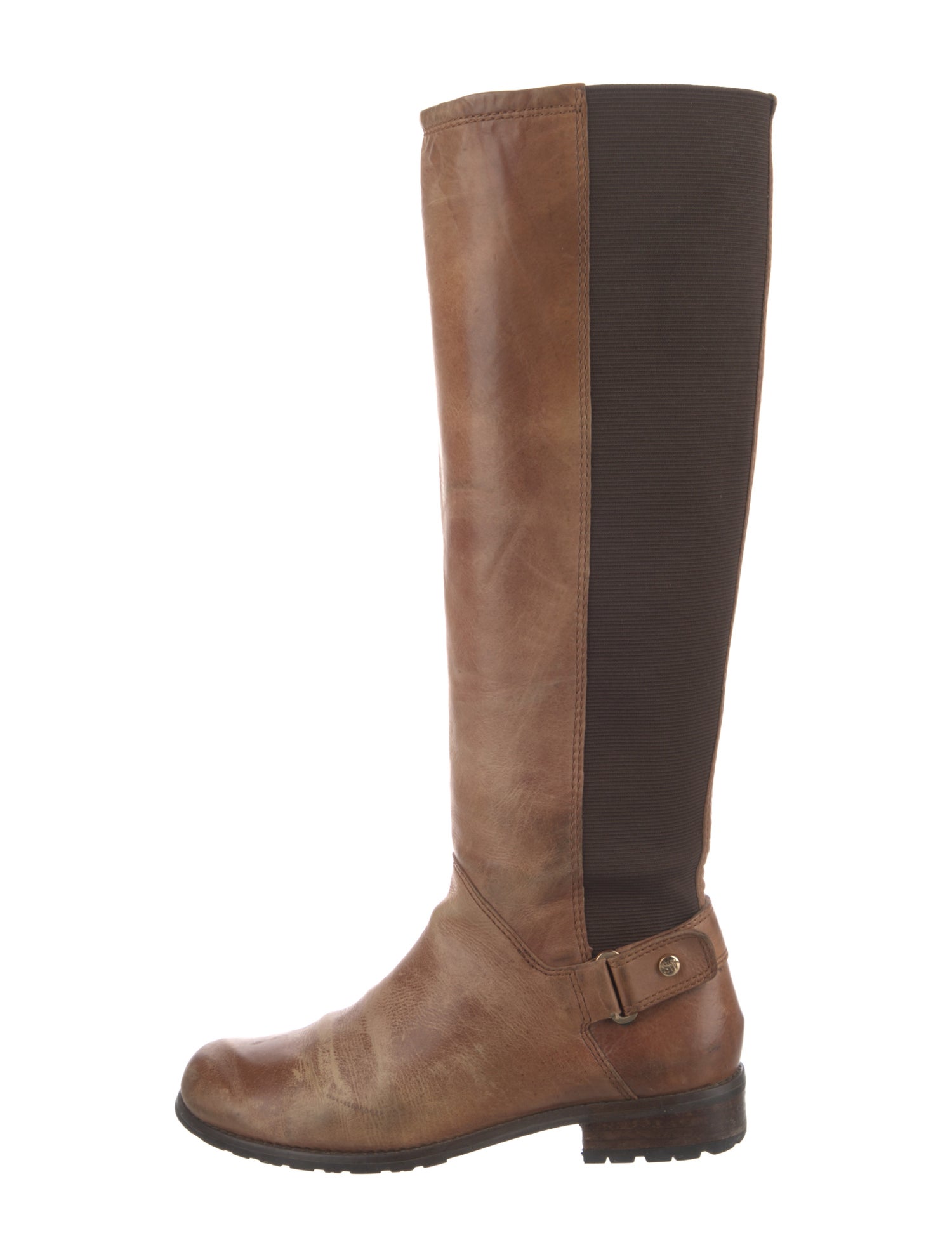 Stuart Weitzman Leather Colorblock Pattern Riding Boots