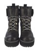 Stuart Weitzman Leather Fur Trim Combat Boots