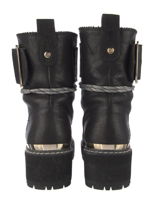 Stuart Weitzman Leather Fur Trim Combat Boots