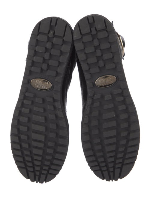 Stuart Weitzman Leather Fur Trim Combat Boots