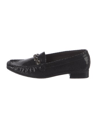 Stuart Weitzman Leather Crystal Embellishments Loafers