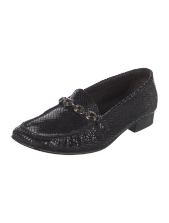 Stuart Weitzman Leather Crystal Embellishments Loafers
