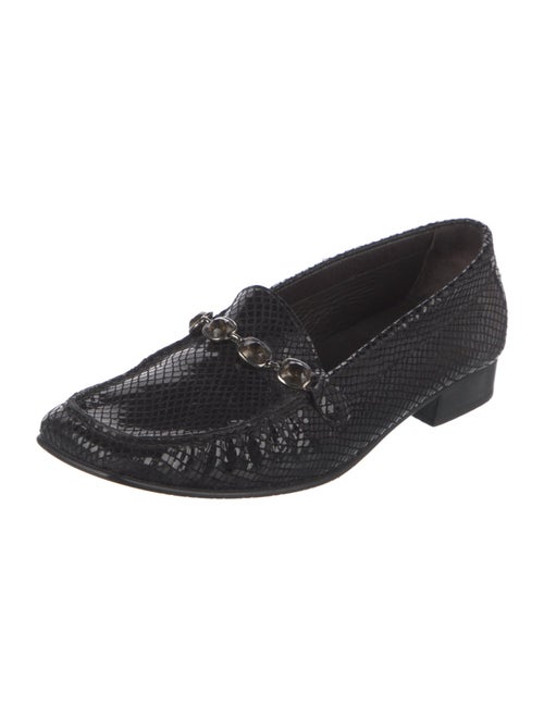 Stuart Weitzman Leather Crystal Embellishments Loafers