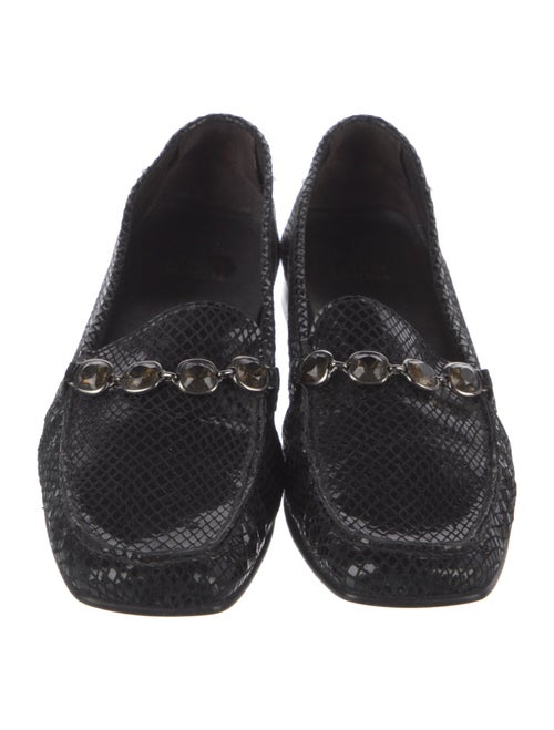Stuart Weitzman Leather Crystal Embellishments Loafers