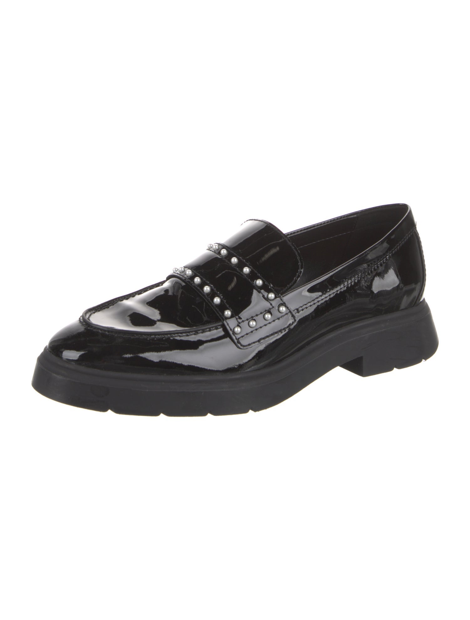 Stuart Weitzman Patent Leather Tassel Accents Loafers