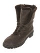 Stuart Weitzman Suede Faux Fur Trim Combat Boots