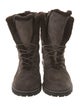 Stuart Weitzman Suede Faux Fur Trim Combat Boots