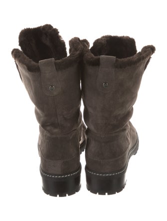 Stuart Weitzman Suede Faux Fur Trim Combat Boots