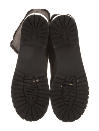 Stuart Weitzman Suede Faux Fur Trim Combat Boots