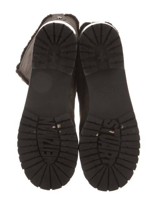 Stuart Weitzman Suede Faux Fur Trim Combat Boots