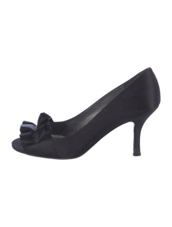 Stuart Weitzman Satin Ruffle Embellishment Pumps