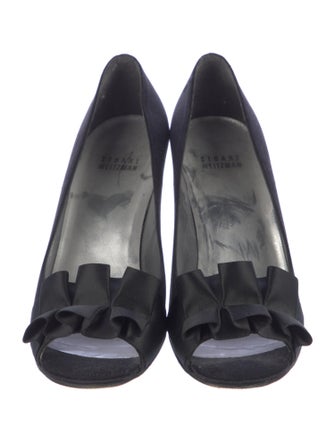 Stuart Weitzman Satin Ruffle Embellishment Pumps