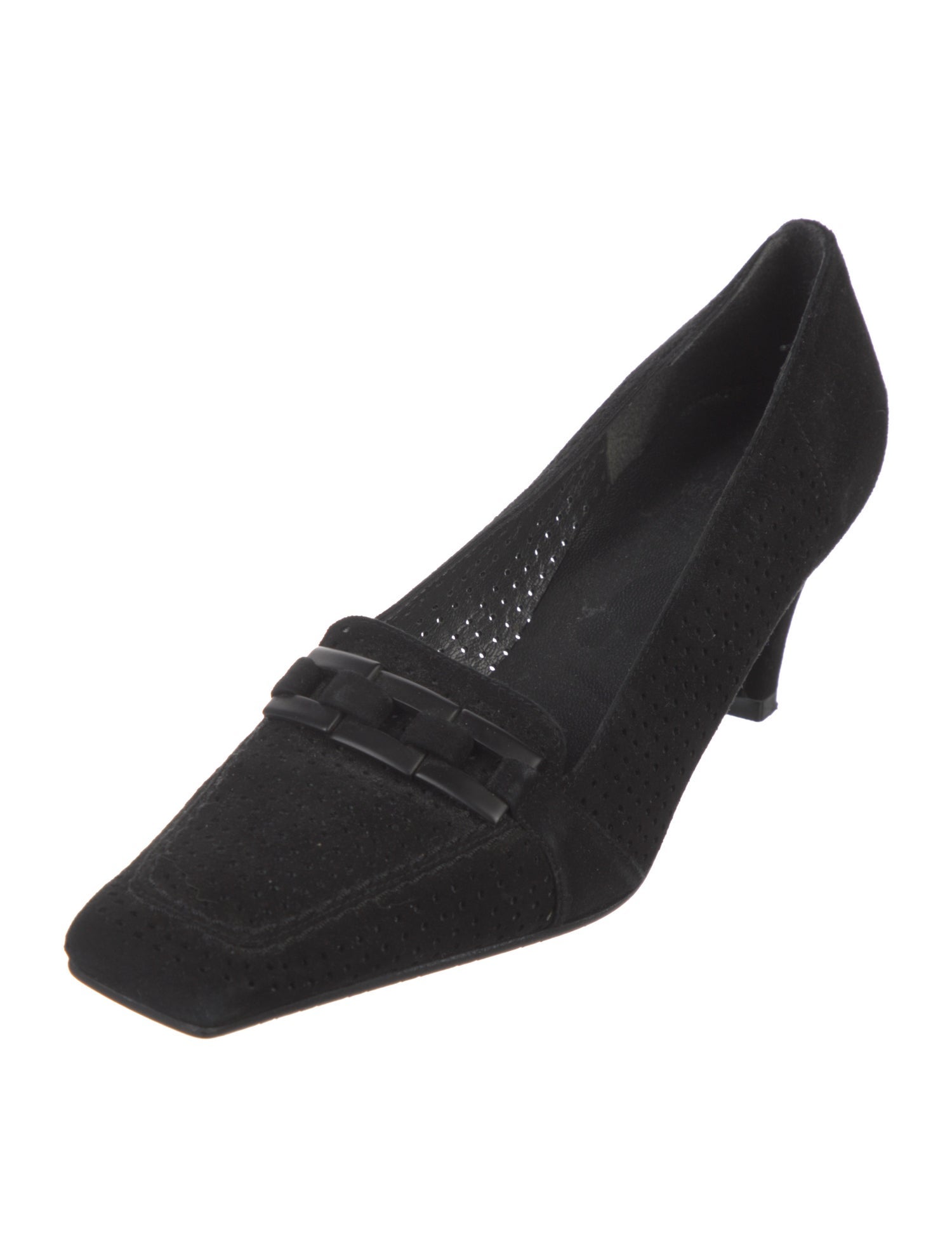 Stuart Weitzman Suede Chain-Link Accents Pumps