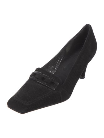 Stuart Weitzman Suede Chain-Link Accents Pumps