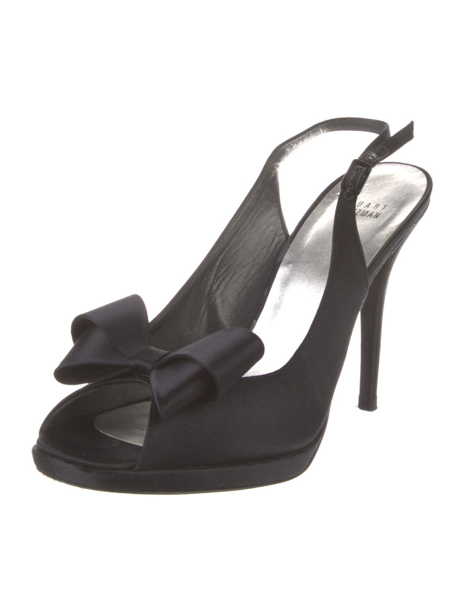 Stuart Weitzman Satin Bow Accents Slingback Pumps