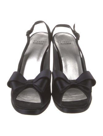 Stuart Weitzman Satin Bow Accents Slingback Pumps