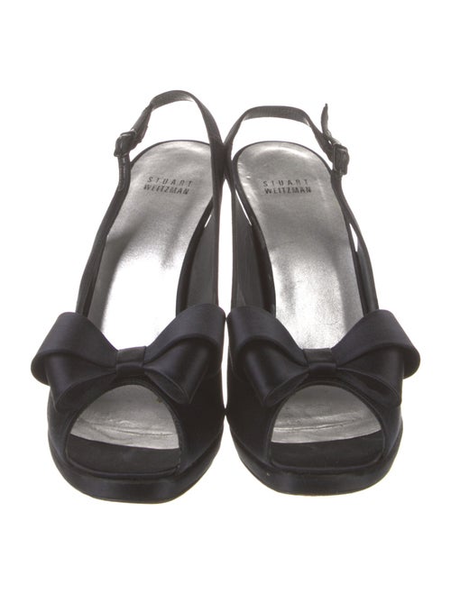 Stuart Weitzman Satin Bow Accents Slingback Pumps