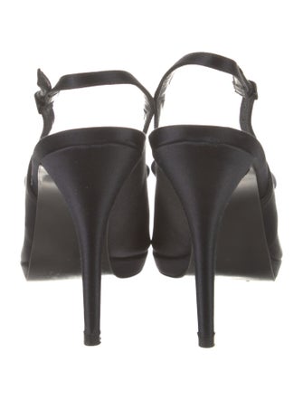 Stuart Weitzman Satin Bow Accents Slingback Pumps