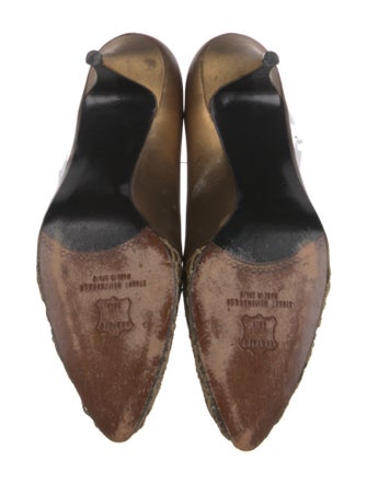 Stuart Weitzman Leather Lace Trim Embellishment Pumps