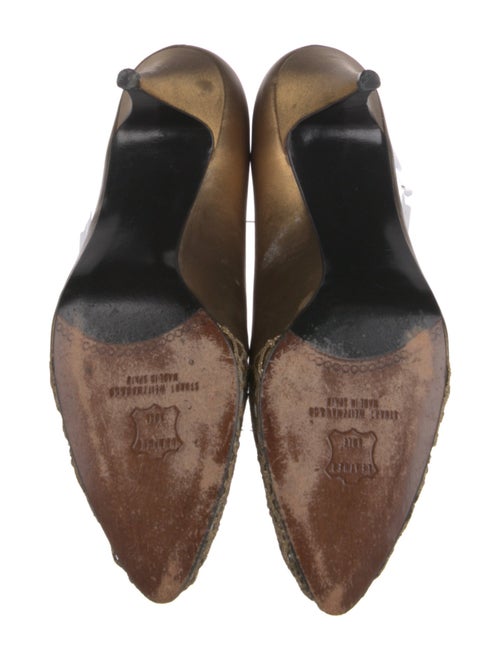 Stuart Weitzman Leather Lace Trim Embellishment Pumps