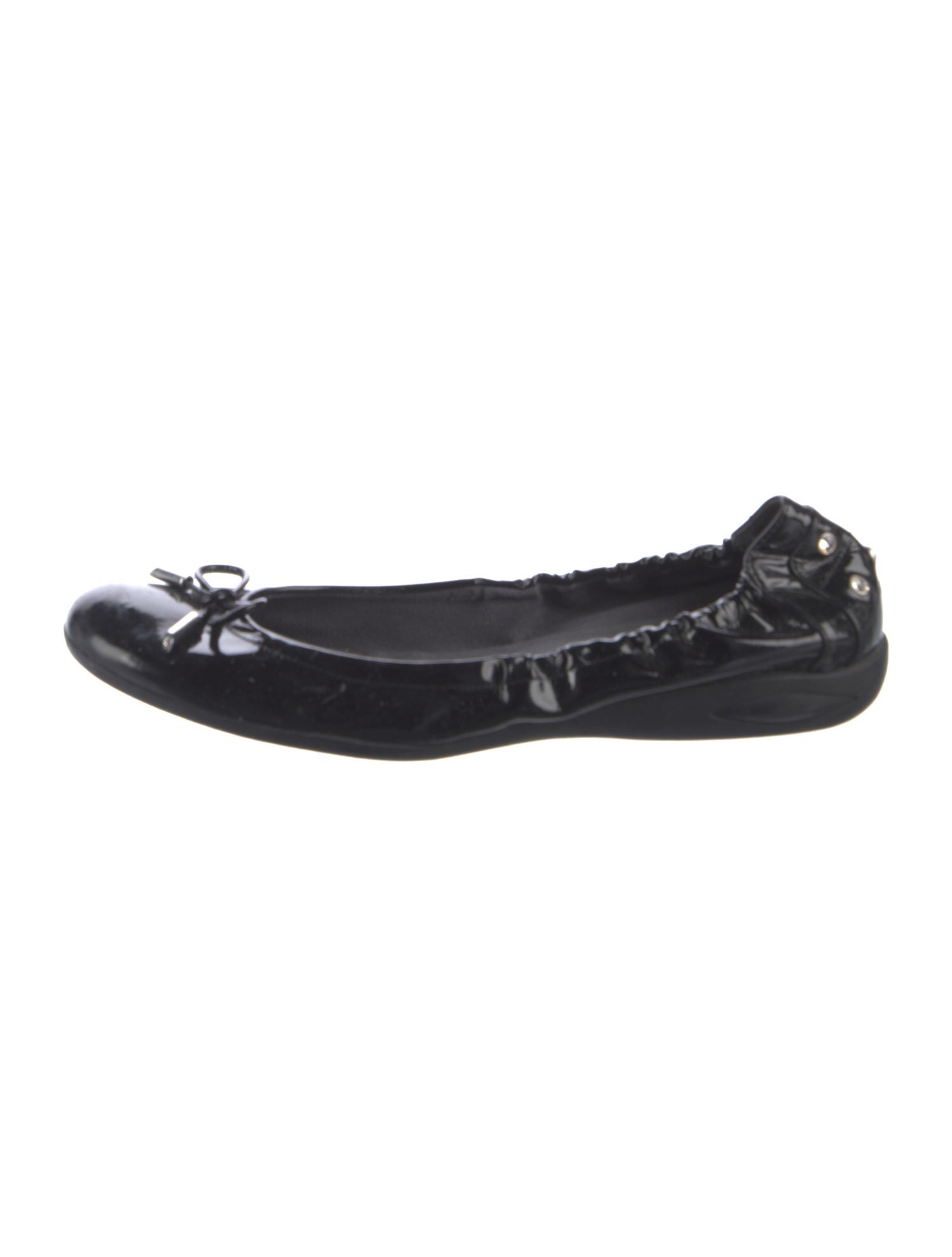 Stuart Weitzman Patent Leather Bow Accents Ballet Flats