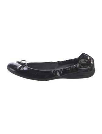 Stuart Weitzman Patent Leather Bow Accents Ballet Flats