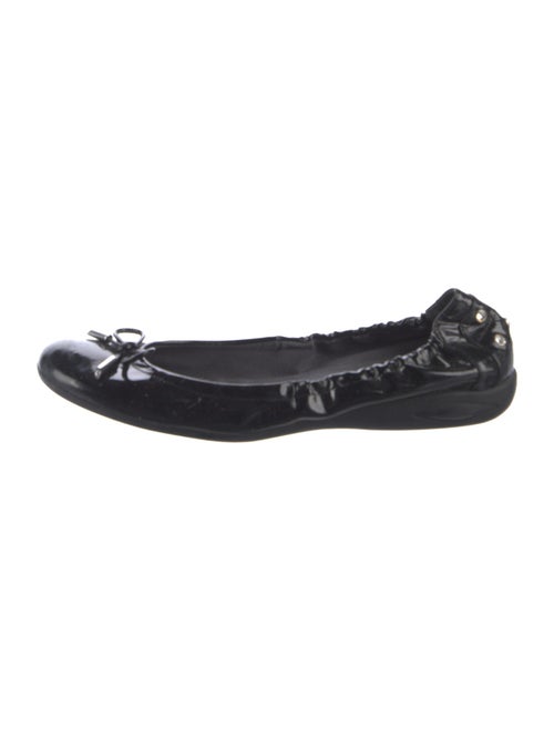 Stuart Weitzman Patent Leather Bow Accents Ballet Flats