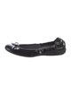 Stuart Weitzman Patent Leather Bow Accents Ballet Flats