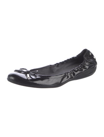 Stuart Weitzman Patent Leather Bow Accents Ballet Flats
