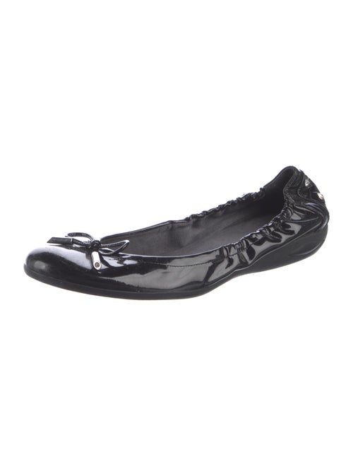 Stuart Weitzman Patent Leather Bow Accents Ballet Flats