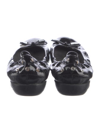 Stuart Weitzman Patent Leather Bow Accents Ballet Flats