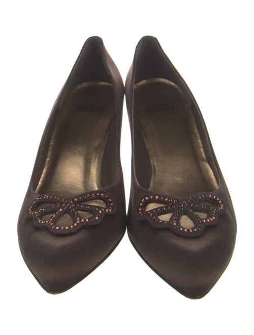 Stuart Weitzman Satin Crystal Embellishments Pumps