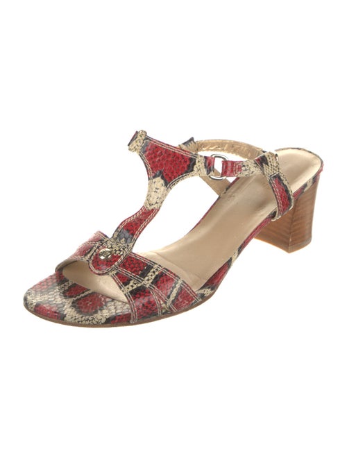Stuart Weitzman Leather Printed T-Strap Sandals