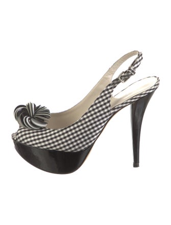 Stuart Weitzman Plaid Print Slingback Sandals
