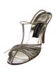 Stuart Weitzman Suede Crystal Embellishments T-Strap Sandals
