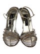 Stuart Weitzman Suede Crystal Embellishments T-Strap Sandals