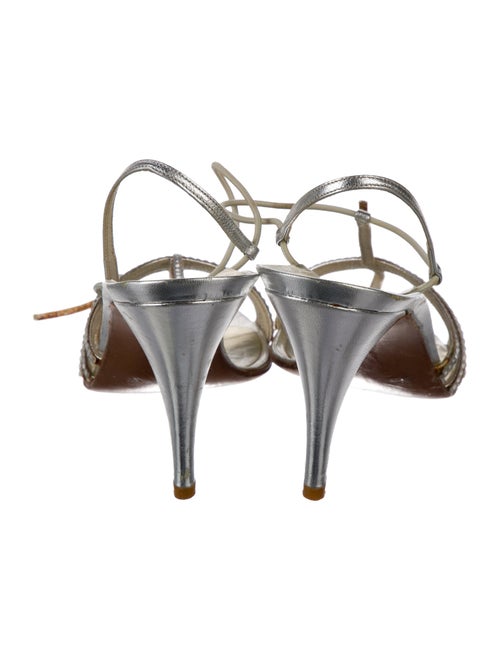 Stuart Weitzman Suede Crystal Embellishments T-Strap Sandals