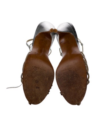 Stuart Weitzman Suede Crystal Embellishments T-Strap Sandals