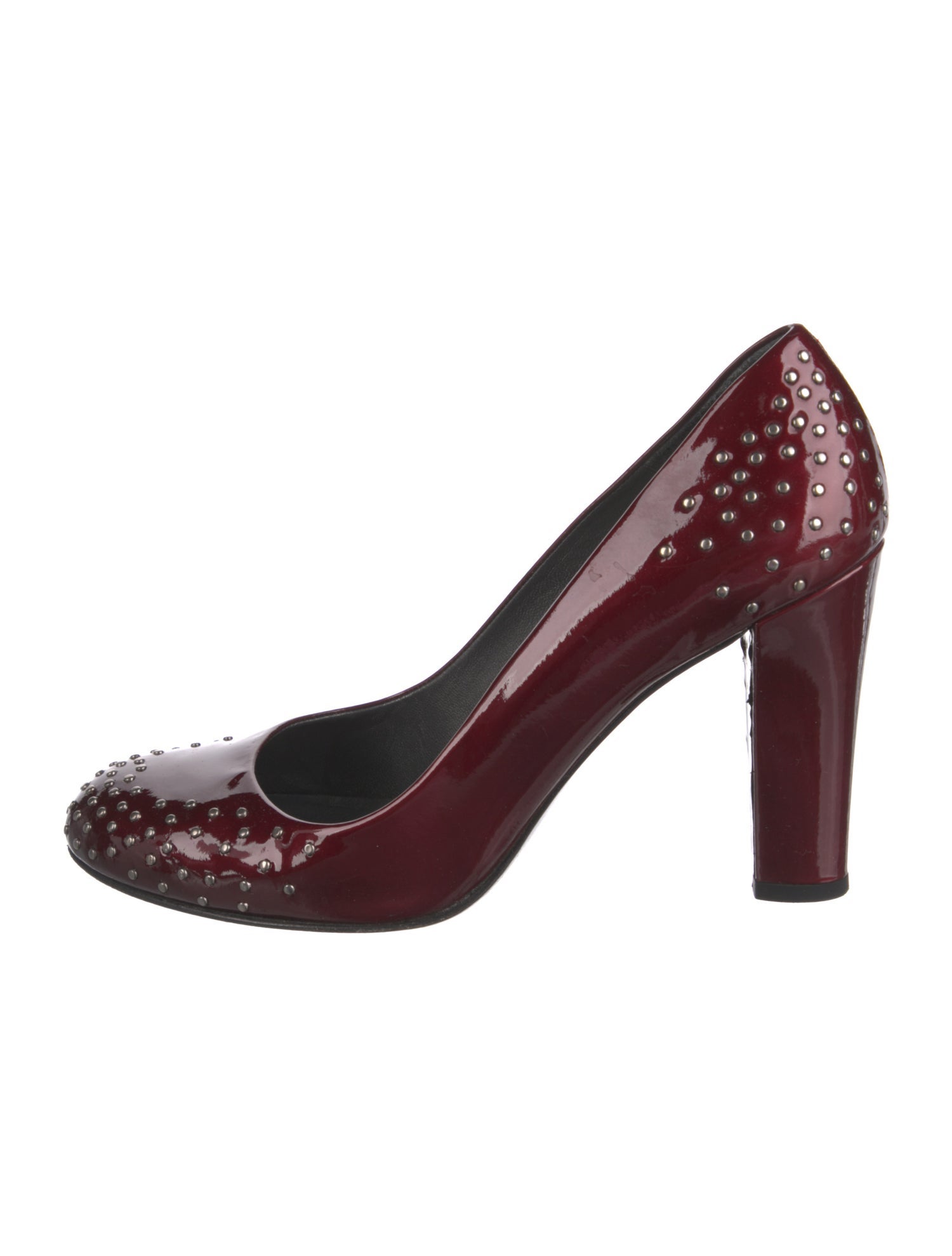 Stuart Weitzman Patent Leather Studded Accents Pumps