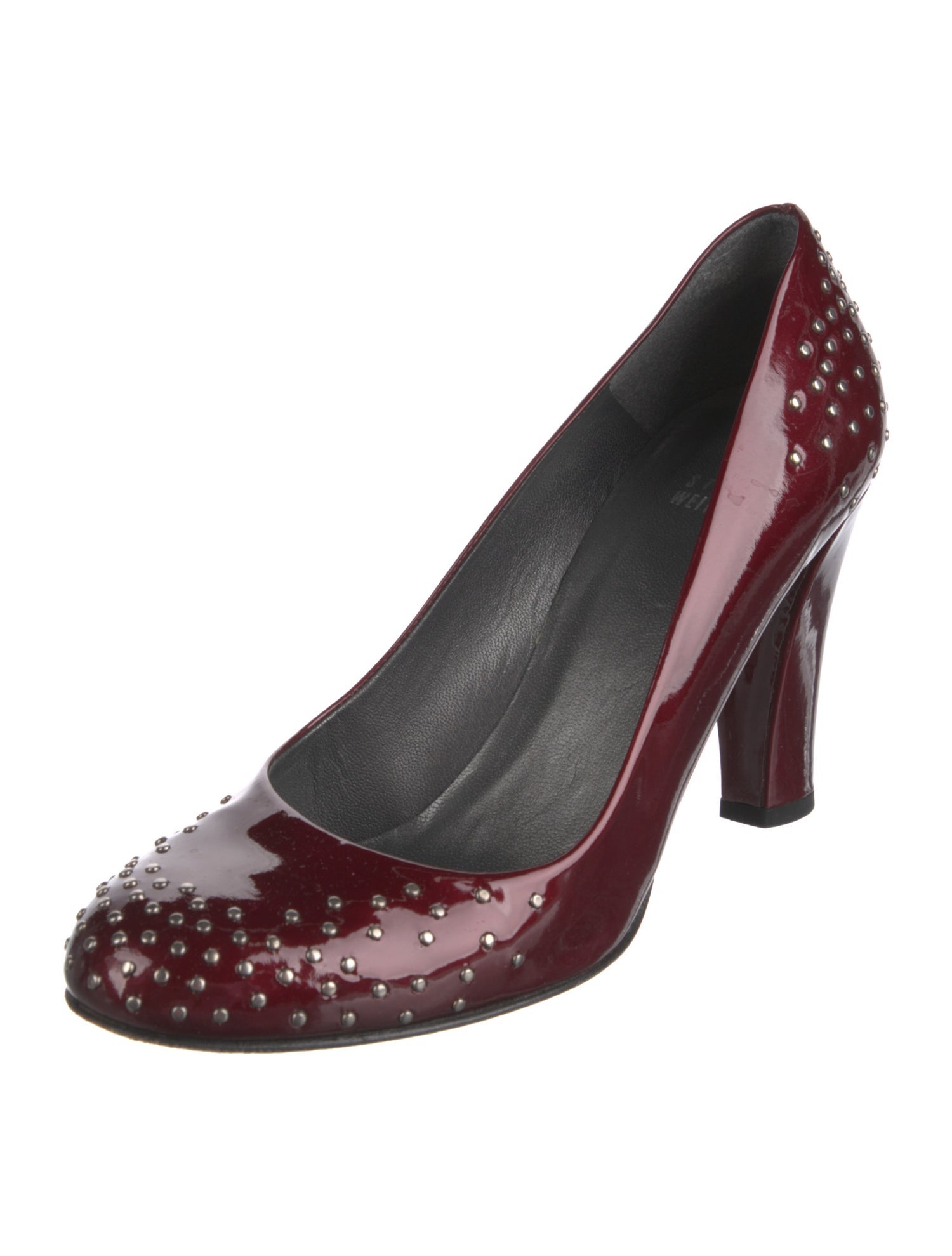 Stuart Weitzman Patent Leather Studded Accents Pumps