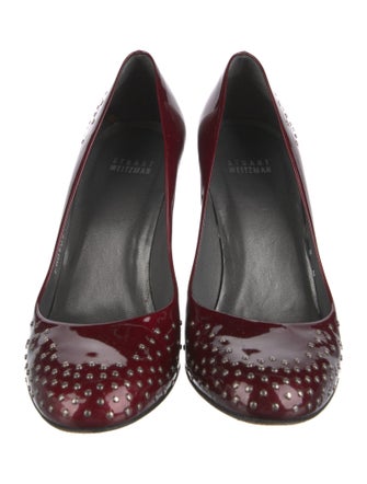 Stuart Weitzman Patent Leather Studded Accents Pumps