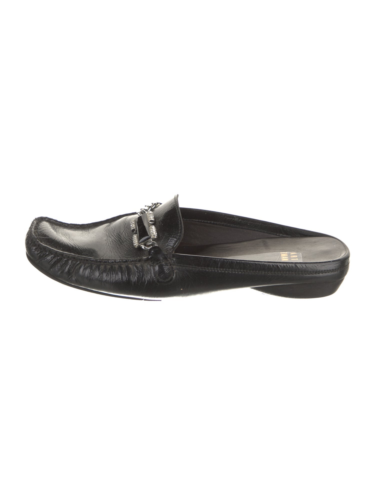 Stuart Weitzman Patent Leather Crystal Embellishments Mules