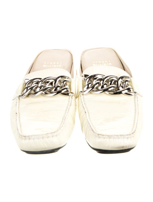 Stuart Weitzman Patent Leather Chain-Link Accents Mules