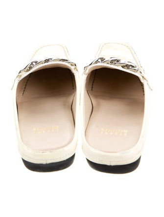 Stuart Weitzman Patent Leather Chain-Link Accents Mules