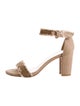 Stuart Weitzman Canvas Raw-Edge Trim Sandals