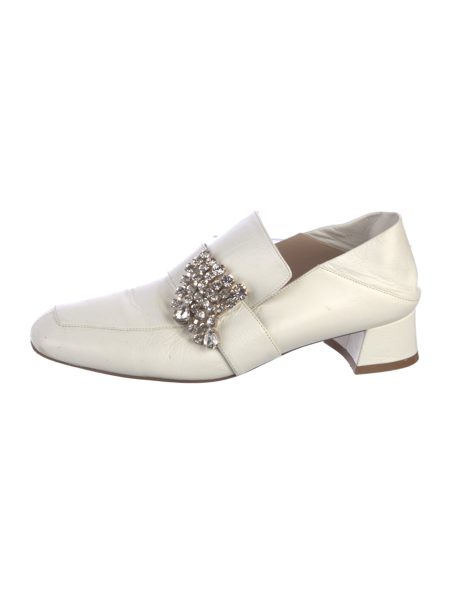 Stuart Weitzman Leather Crystal Embellishments Mules