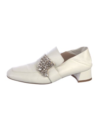 Stuart Weitzman Leather Crystal Embellishments Mules